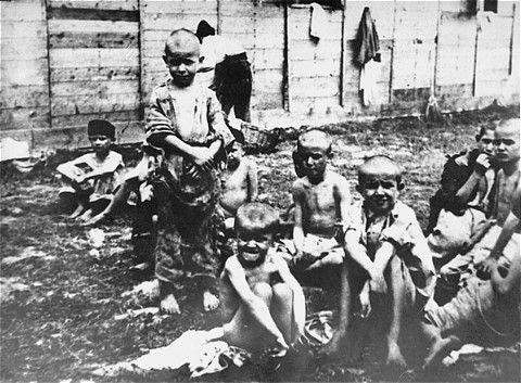 Starved children at the Stara Gradiska camp in Jasenovac